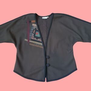 Vintage 80's Beppa Green Patchwork Wool Jacket